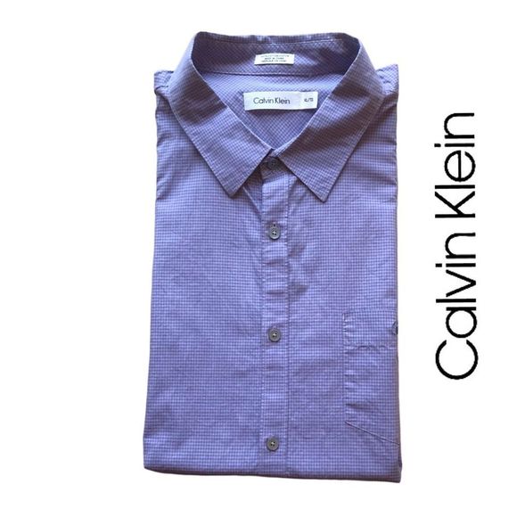 Calvin Klein Check Military‎ Style Short Sleeve Shirt - 100% Cotton, Size… - Picture 1 of 7